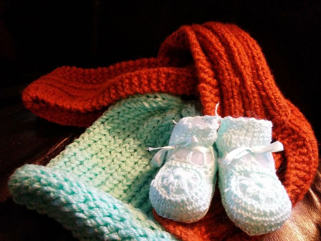 handcrafted booties and blankets