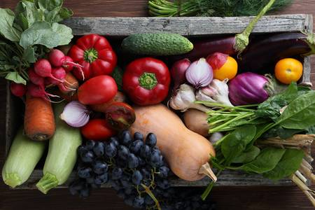 Autumn harvest of fruits & veggies