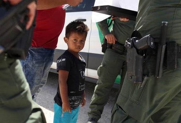 Small boy with border guards