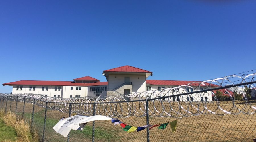 Outside Sheridan Prison razorwire fence