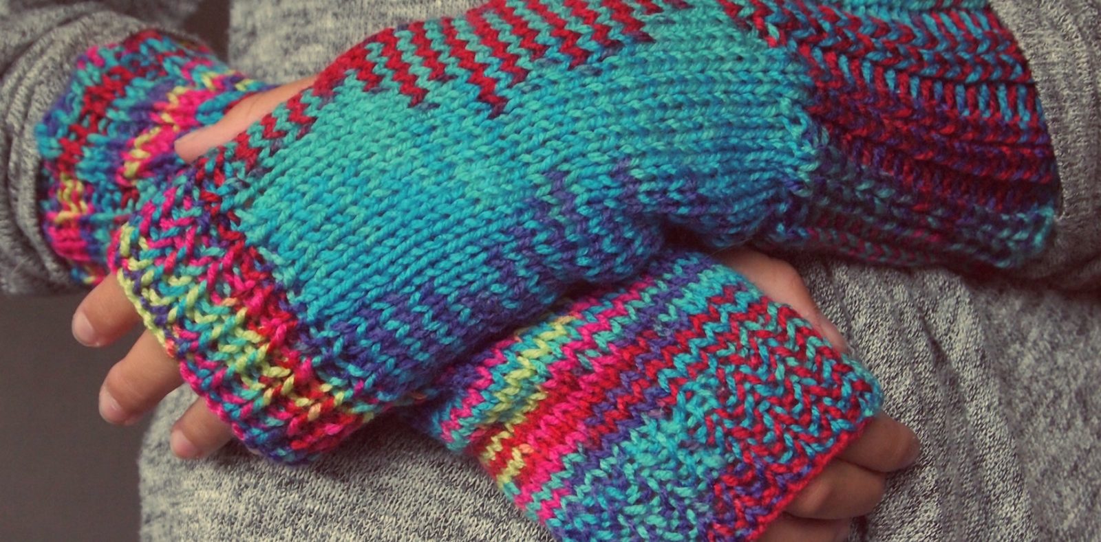 colorful handknit gloves
