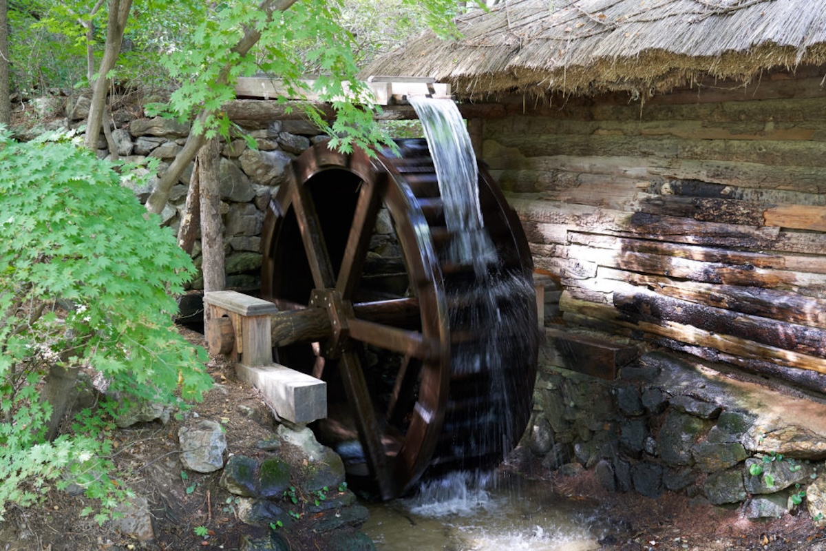 an old water wheel in use